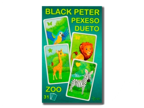 Čierny Peter/Pexeso/Dueto ZOO 3v1 7x10,5x1,5cm 31ks v krabičke