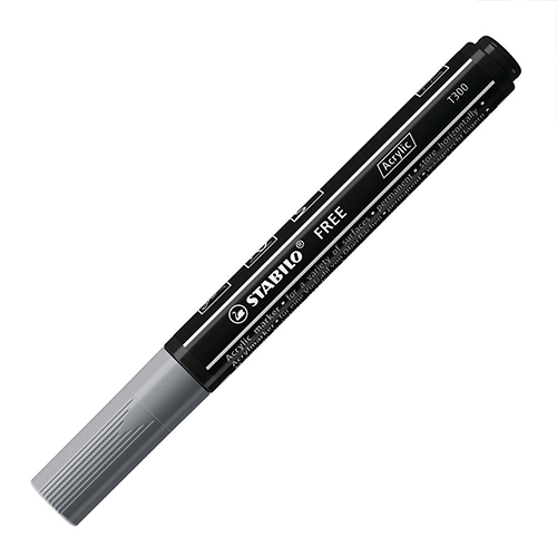 Akrylový popisovač STABILO FREE Acrylic T300 Okrúhly hrot 2-3 mm - tmavo sivý