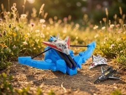 Mission Control 2asstd color 13cm plastic launcher w/3pcs of 6,5cm plastic planes on BC (1)