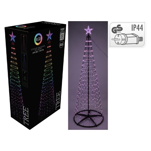 Metal Christmas Tree, 210 cm, 370 RGB LEDs, for outdoor use