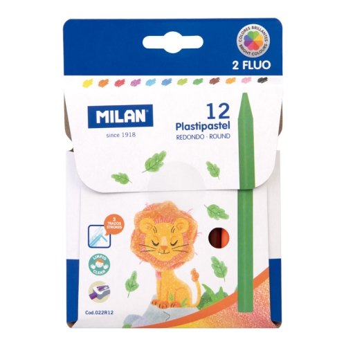 Pastelky MILAN plastické 10 ks + 2 ks FLUO