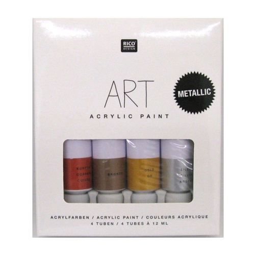 RI sada akrylových farieb Metallic 4x12 ml