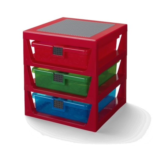 LEGO organizér s tromi zásuvkami - červený