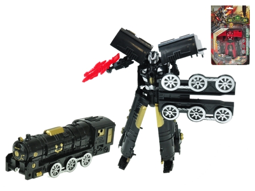 2asstd color (red,black) 17cm plastic transformable train warrior on double BC