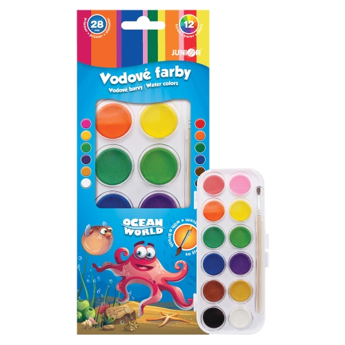 Water colors - 12 colors/28 mm + brush