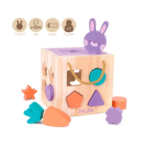 Edukačná hračka drevená - zajačik (vkladanie tvarov do otvorov)