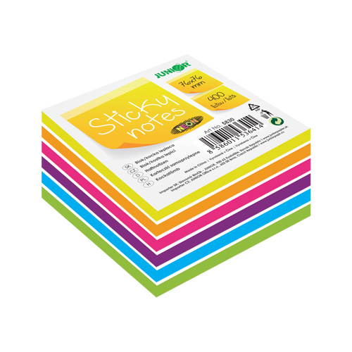 Blok/kocka samolepiaca Sticky Notes - Neon/White 76x76 mm/400 l.