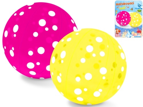 2asstd color (pink, yellow) 50cm inflatable beach ball w/dots 24m+ in PP w/insert card