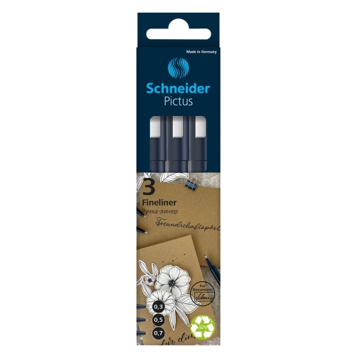 Fineliner Schneider Pictus (sada 3 ks) - čierna náplň