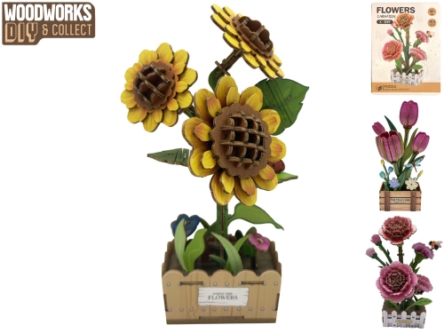 3asstd woodworks DIY 75/115/153ks construction kit flowers in PBX