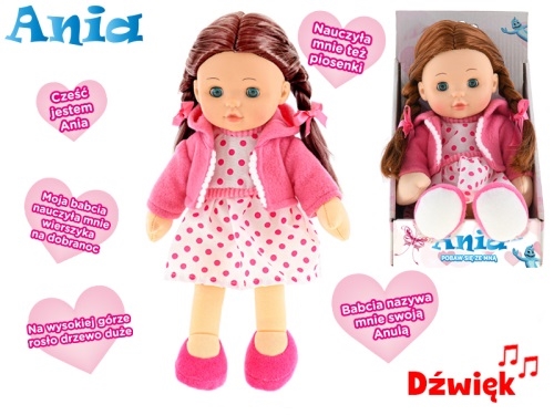Bábika Ania 31cm žmurkaca mäkké telo na batérie česky hovoriaca v krabičke