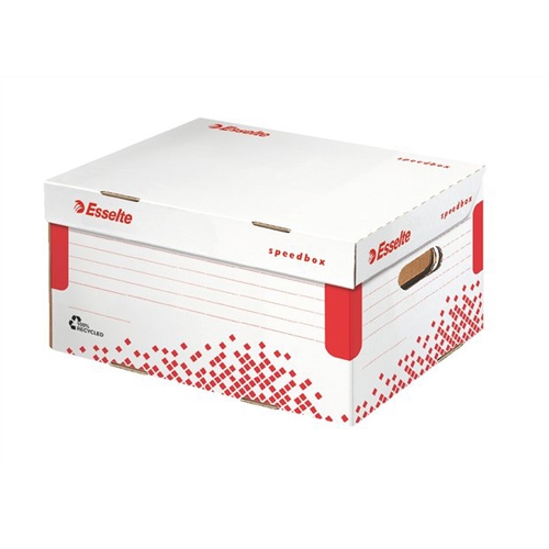 Archive Esselte Speedbox A4 with hinged lid white/red