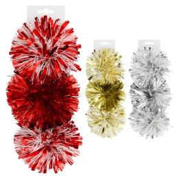 Rosette 120 mm PP+PET, 3 pcs (mix of 3 colours) on blister