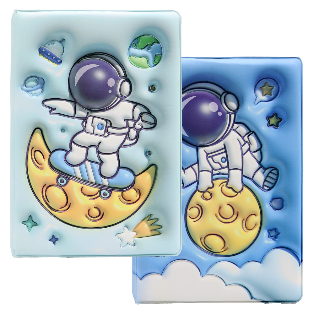 Poznámkový blok /Diár A5 /80 listov Kozmonaut, mäkká PU obálka (mix 4 dizajnov)