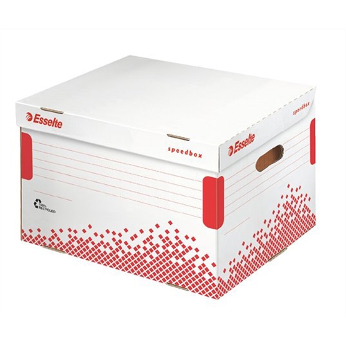 Archívny kontajner, recyklovaný kartón, otváranie smerom nahor, ESSELTE "Speedbox", biely