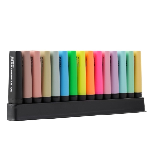 Zvýrazňovač STABILO BOSS ORIGINAL 15 ks DeskSet marker - Nature, Pastel, Neon