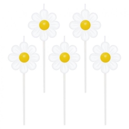 Cake candle - daisy 7,5 cm double-sided (5 pcs)