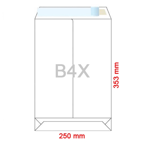 Obálky B4 X  250x353 mm dno tašky biele, samolepiace, krycia páska, 5 ks (22885)