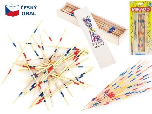 31pcs of wooden mikado in wooden box 19x4,5cm on blister card
