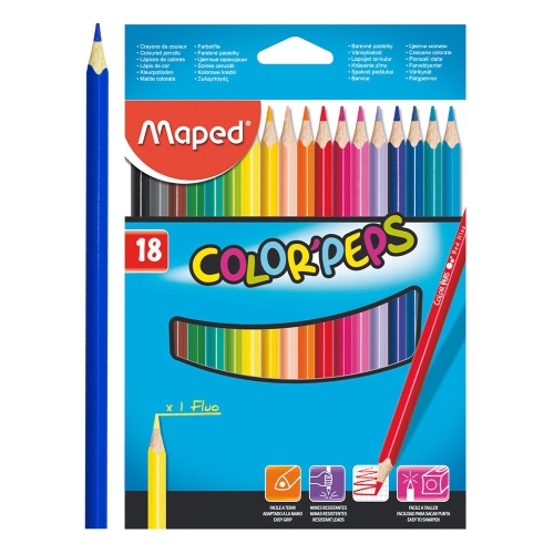 Pastelky trojhranné MAPED "COLOR`PEPS", 18 ks