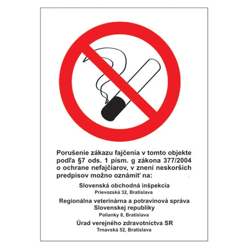 Etikety Info - Zákaz fajčiť (Z.z. 377/2004) 185x131 mm