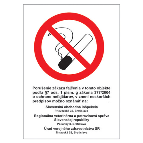Etikety Info - Zákaz fajčiť (Z.z. 377/2004) 185x131 mm
