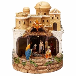 Nativity scene with LED light, rotating backdrop and sound 22 cm (2 variants /price for 1