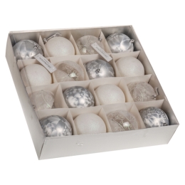Christmas ball - PP 100 mm/white, mix/1pc