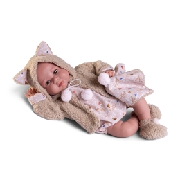 Newborn Luca doll in sheep wool coat, 42 cm (1)
