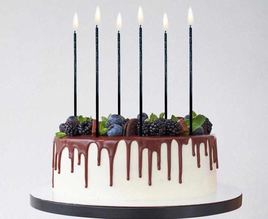 Sviečka tortová - Ombre, modré trblietky 17 cm (6 ks)