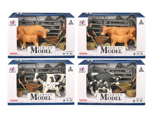 Zoolandia krava s teliatkom a doplnkami 4druhy v krabičke
