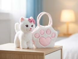 Take Me Home 2asstd color (pink,white) 20cm plush cat w/18cm plush bag 0m+ (1)