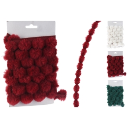 Girlanda PomPom, dĺžka 2 m (biela, červená, zelená)