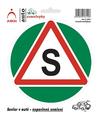 Information sticker "Senior in the car" (diameter 13 cm)