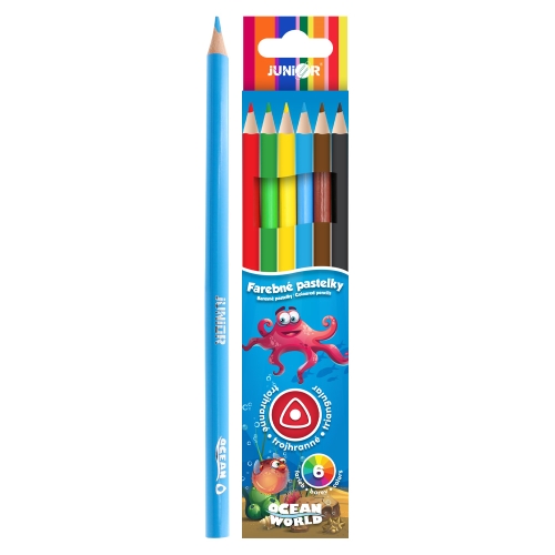 Pastelky JUNIOR Ocean World trojhranné - sada 6 ks