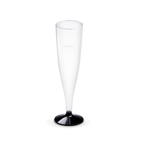 Crystal champagne glass (PS) two-piece black leg O60mm 0.1L [20 pcs]