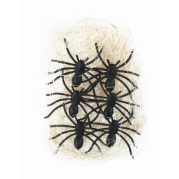 Pavúky so slamou na dekorovanie 5 x 1 x 4 cm, 6 ks v sáčku