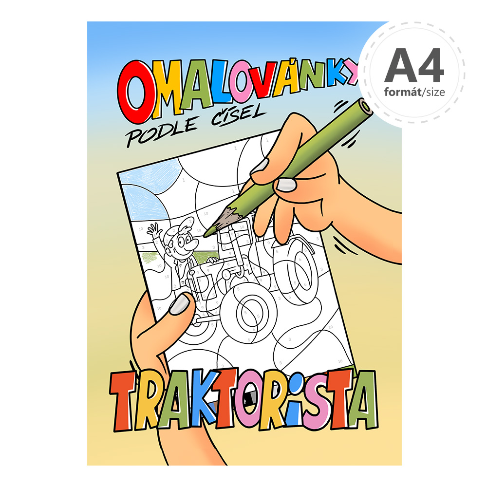Omaľovánka A4 podľa čísiel - Traktorista