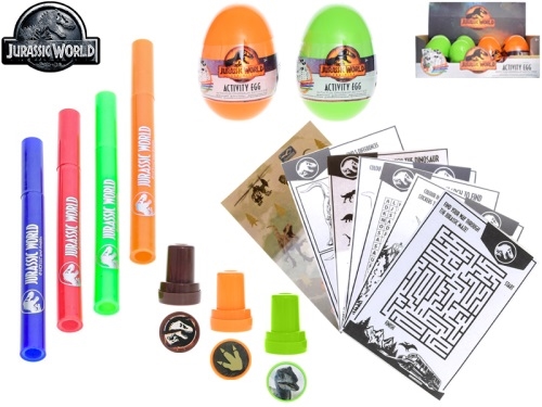 Jurassic world - 2asstd colors activity sheets in plastic egg 3+ 12pcs in DBX