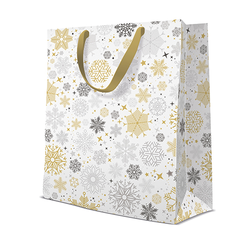 Darčeková taška vianočná 26,5x13x33,5 cm Metallic Snowflakes