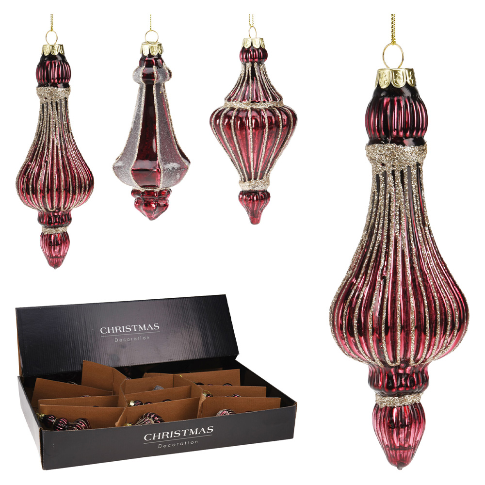 Vianočná ozdoba sklenená antik 16 cm (3 varianty - burgundy) cena je za 1 ks