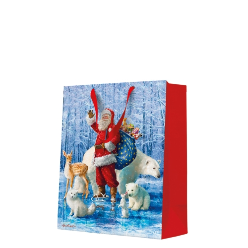 Large Gift bag - Santa Claus with animals 26,5x13x33,5 cm