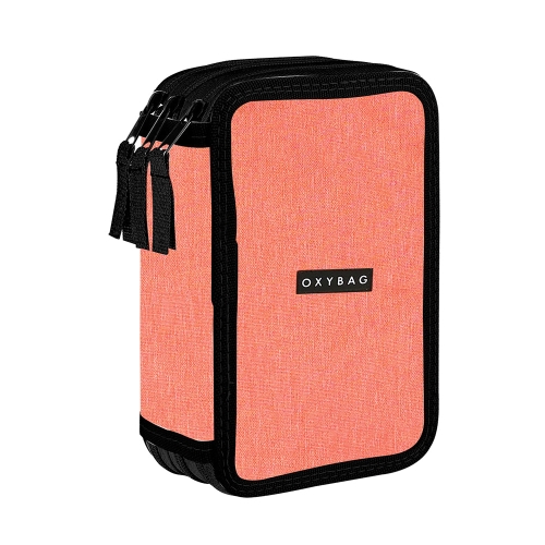 3-tier pencil case, empty UNICOLOR - apricot