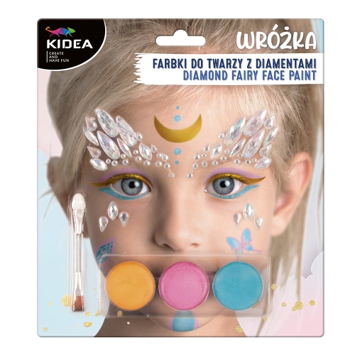 Face paints VEŠTEC - 3 colors + brush and diamonds (set)