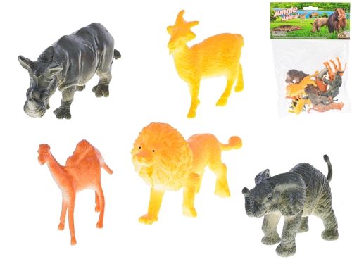 12pcs of 5-7cm plastic safari animal in PVCbag w/header