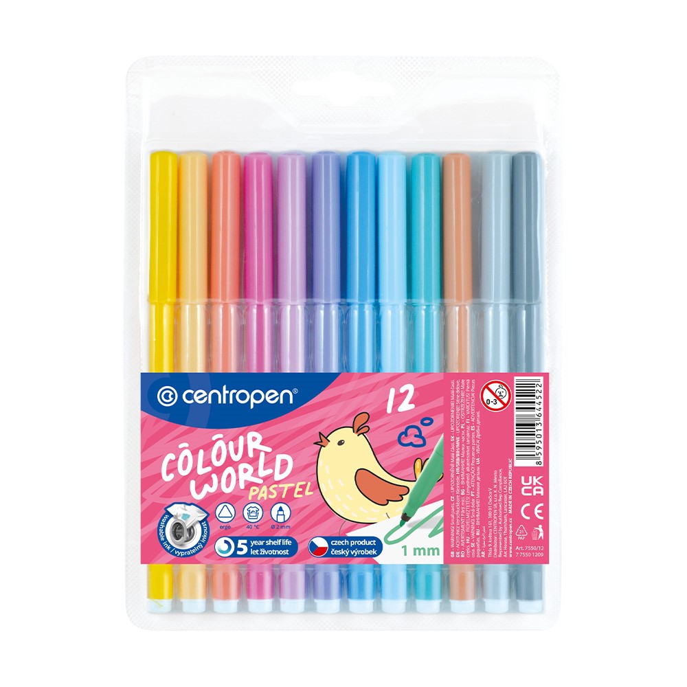 Markers CENTROPEN 7550 Color World Pastel - set of 12 pcs (1)