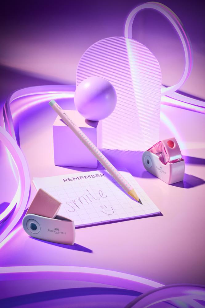 Ceruzka Faber-Castell č. 2 (B) + guma + strúhadlo  Flow Edition (Blushing Sky sada)