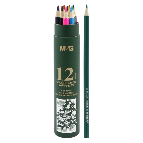 M&G hexagonal crayons in a case, set of 12 pcs