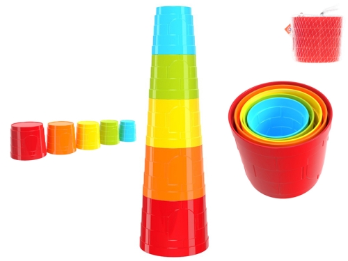 7pcs of plastic stacking cups 12m+ in net