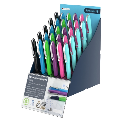Schneider Pero Refillable Pen Display Stand, Wavy SiS Display, 30 pcs